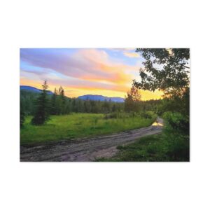 Sunset Forest Path In Alberta. Canvas Wall Art — Stretched 1.25"