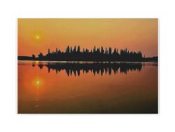 Alberta Sunset By The Lake. Canvas Wall Art —Matte Stretched Print