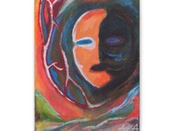 The Face. Abstract Canvas Art Print — Colorful Surreal Portrait on Matte Stretched Canvas