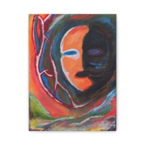 The Face. Abstract Canvas Art Print — Colorful Surreal Portrait on Matte Stretched Canvas