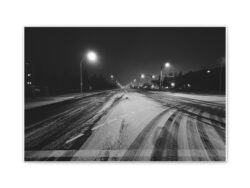 Road To Now Here. Canvas Print — Black & White Winter Street Photography