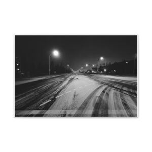 Road To Now Here. Canvas Print — Black & White Winter Street Photography