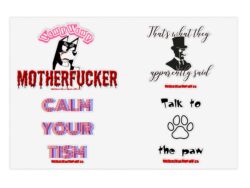 Funny Vinyl Sticker Sheet Bundle — Humorous Quotes (Includes  "Calm Your Tism", "Talk to the Paw")