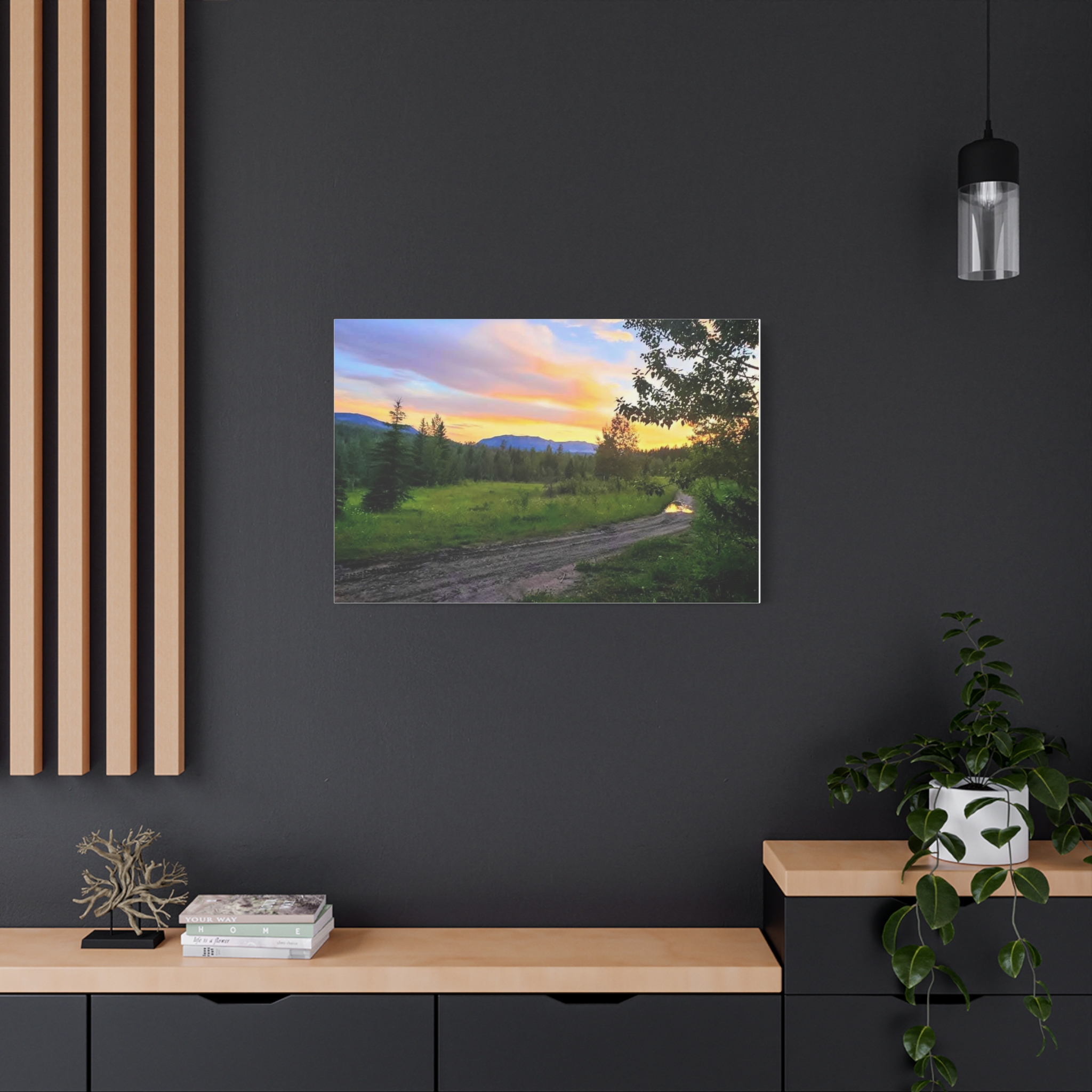Sunset Forest Path In Alberta. Canvas Wall Art — Stretched 1.25" - Image 4