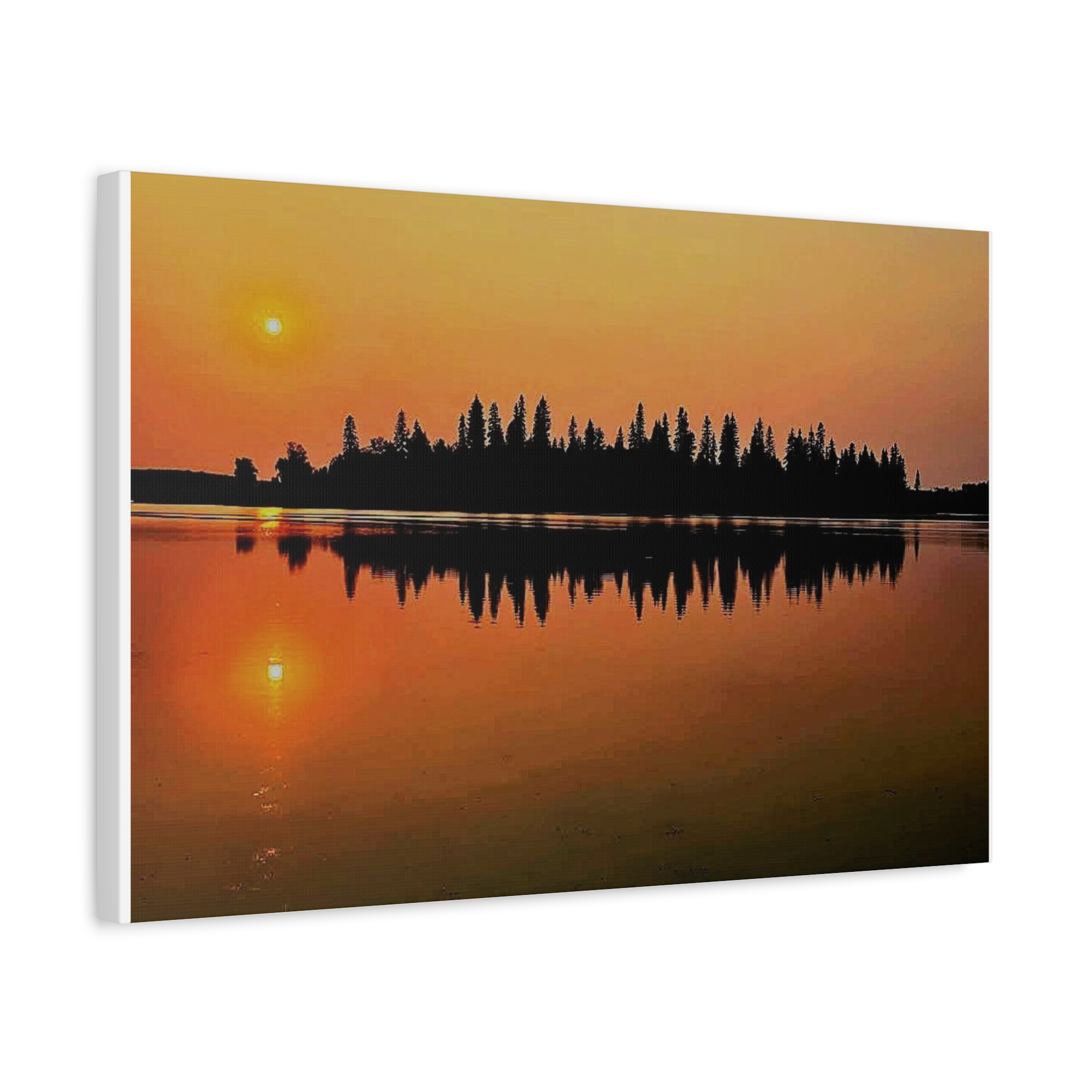 Alberta Sunset By The Lake. Canvas Wall Art —Matte Stretched Print - Image 2