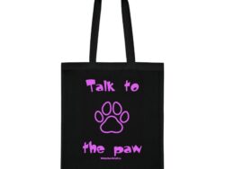 Talk to the Paw Tote Bag — Cute Purple Paw Print Cotton Shopper for Dog & Cat Lovers