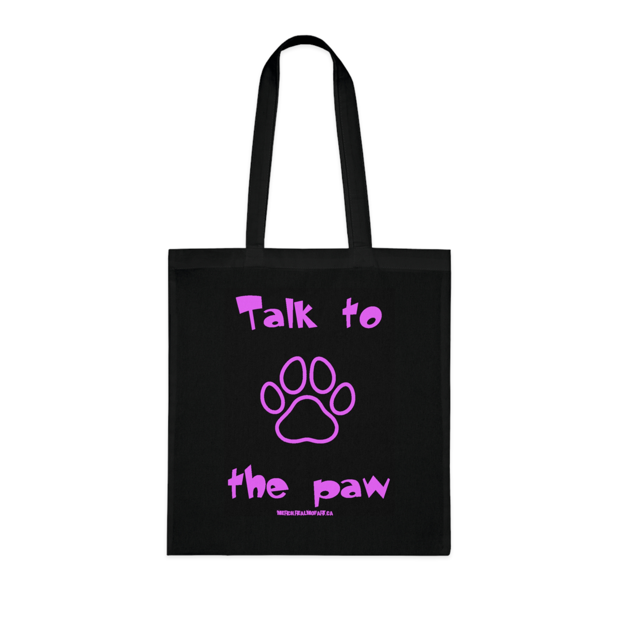 Talk to the Paw Tote Bag — Cute Purple Paw Print Cotton Shopper for Dog & Cat Lovers