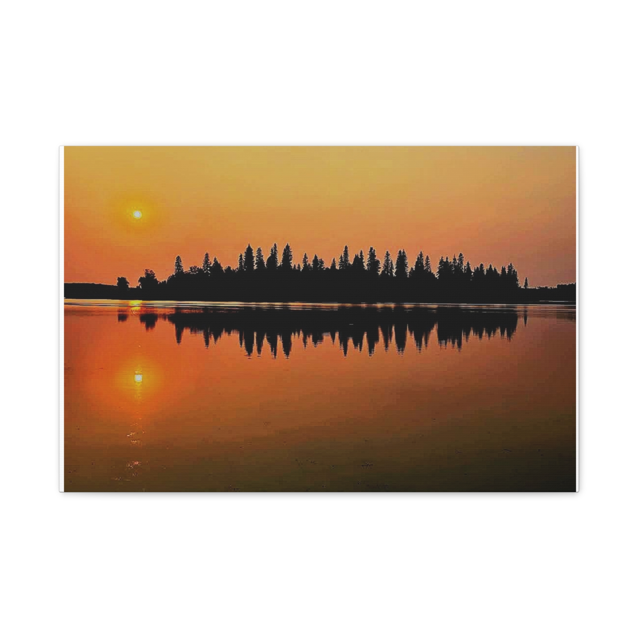 Alberta Sunset By The Lake. Canvas Wall Art —Matte Stretched Print